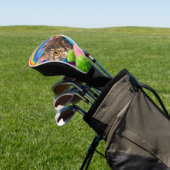 Regenboog Speeltijd Kitten Schattige Tabby Kat Golfheadcover (Insitu)