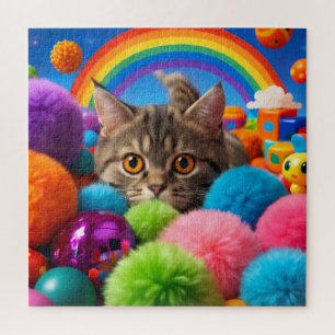 Regenboog Speeltijd Kitten Schattige Tabby Kat Legpuzzel
