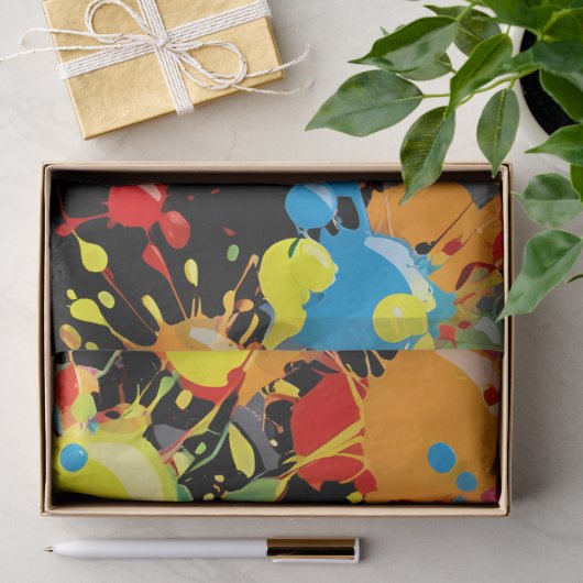 Regenboog Spetter Verf Druppels PD Tissuepapier (Geschenk)