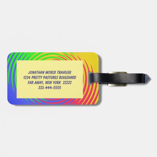 Regenboog Spiraal Bagage Label (Achterkant horizontaal)