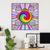 Regenboog Spiraal Diamant Poster (Thuiskantoor)