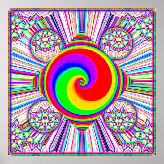 Regenboog Spiraal Diamant Poster (Voorkant)