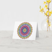 Regenboog Spiraal en Geometrische Bloem Mandala Kaart (Gele Bloem)