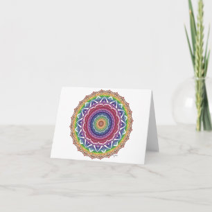 Regenboog Spiraal en Geometrische Bloem Mandala Kaart