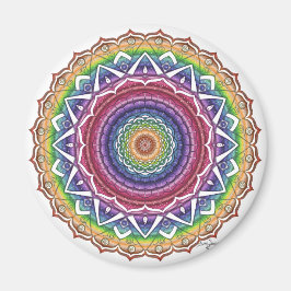 Regenboog Spiraal en Geometrische Bloem Mandala Magneet