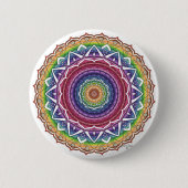 Regenboog Spiraal en Geometrische Bloem Mandala Ronde Button 5,7 Cm (Voorkant)