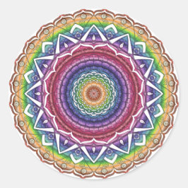 Regenboog Spiraal en Geometrische Bloem Mandala Ronde Sticker