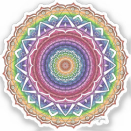 Regenboog Spiraal en Geometrische Bloem Mandala Sticker