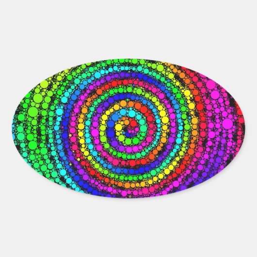 Regenboog Spiraal Ovale Sticker (Voorkant)