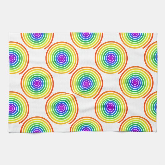 Regenboog Spiraalpatroon Theedoek (Horizontaal)