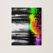Regenboog Splatter Giet In Silhouet Bos Legpuzzel (Verticaal)