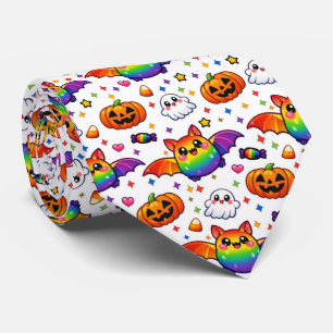 🦇🌈 Regenboog Spookachtig Zoete Feest Stropdas