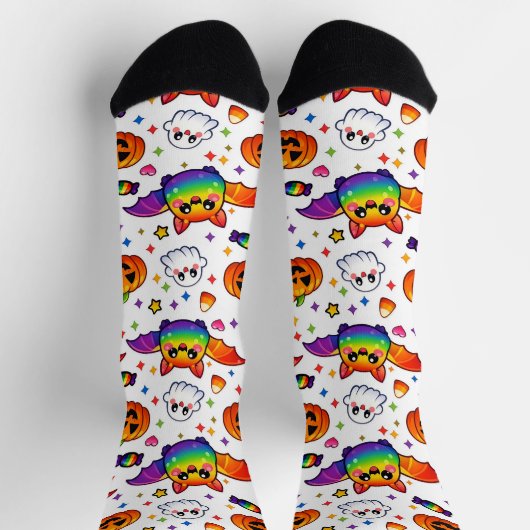 🦇🌈 Regenboog Spooky Feest Crew Sokken (Top)