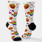 🦇🌈 Regenboog Spooky Feest Crew Sokken (Gebogen)