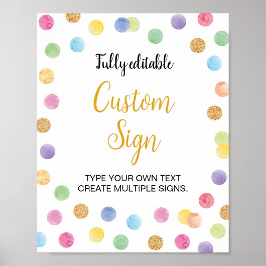 Regenboog Spot Party 1e verjaardag aangepaste teke Poster (Voorkant)