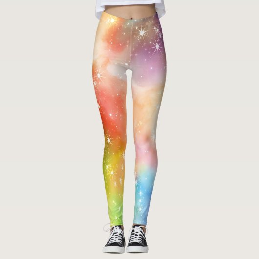 Regenboog Sprankelende Melkweg Leggings (Voorkant)