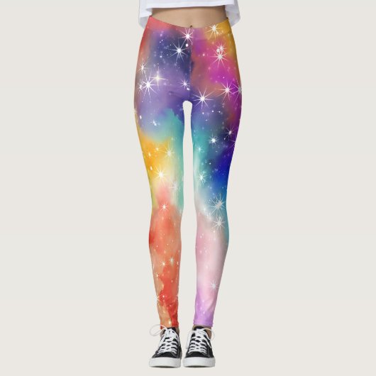 Regenboog Sprankelende Melkweg Leggings (Voorkant)