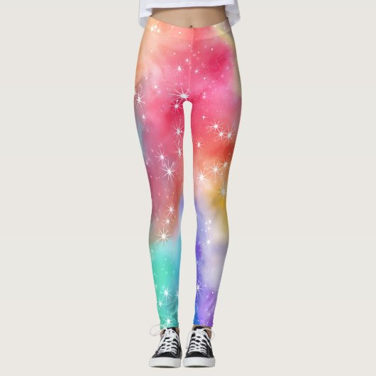 Regenboog Sprankelende Melkweg Leggings (Voorkant)