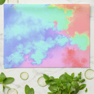 Regenboog spray verf effect Theedoek