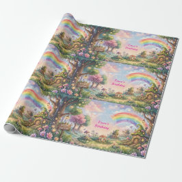 Regenboog Sprookjesland Magische Verjaardag  Cadeaupapier