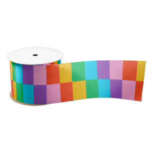 Regenboog stappen blokkeert patroon decoratief lin satijnen lint