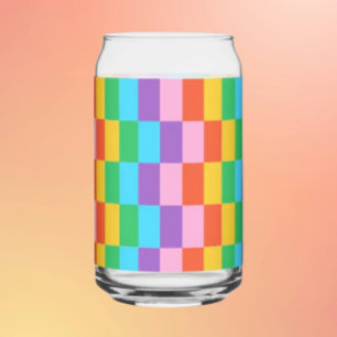 Regenboog Stappen Blokken Patroon Kan Glas