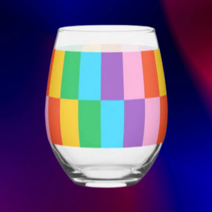 Regenboog Stappen Blokken Patroon Steel Wineglas Wijnglas Zonder Voet