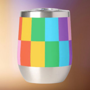Regenboog Stappen Blokken Patroon Steelzen Wijn Gl