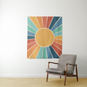 Regenboog Starburst Groovy Retro Hippie 60s Boho Wandkleed (In situ)