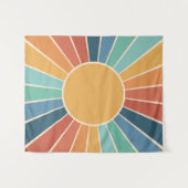 Regenboog Starburst Groovy Retro Hippie 60s Boho Wandkleed (Voorkant (horizontaal))