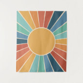 Regenboog Starburst Groovy Retro Hippie 60s Boho Wandkleed (Voorkant)