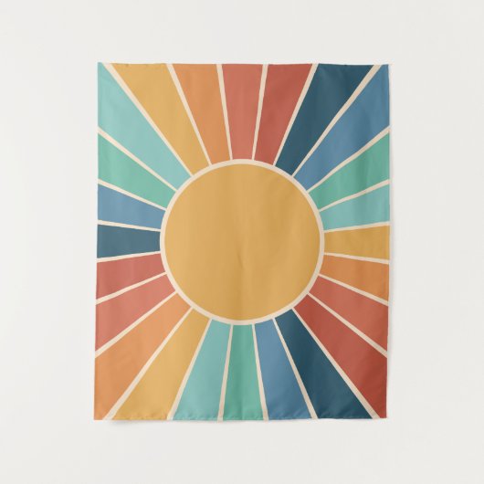 Regenboog Starburst Groovy Retro Hippie 60s Boho Wandkleed (Voorkant)