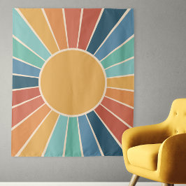 Regenboog Starburst Groovy Retro Hippie Jaren 60 B Wandkleed
