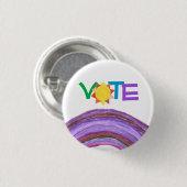 Regenboog Stem Knop Met Zon Ronde Button 3,2 Cm (Voorkant /achterkant)