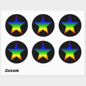 Regenboog ster stickers blad zwarte achtergrond (Vel)