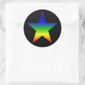 Regenboog ster stickers blad zwarte achtergrond (Tas)