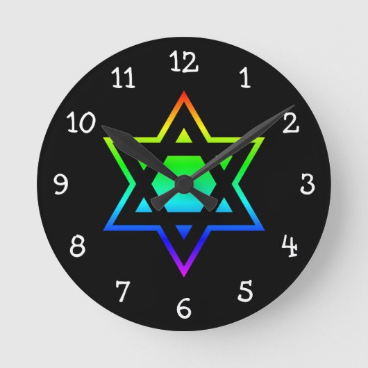 Regenboog Ster van David Ronde Klok (Voorkant)