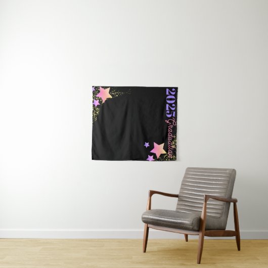 Regenboog sterren  Afstudeer achtergrond Wandkleed (In Situ (horizontaal))