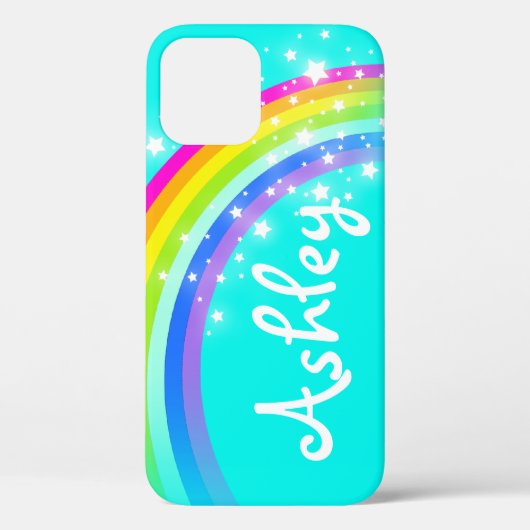Regenboog sterren aqua sky heldere aangepaste naam Case-Mate iPhone case (Achterkant)