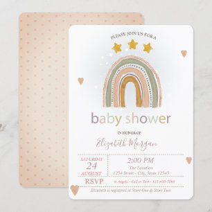Regenboog Sterren Harten, Stippen Baby Shower Kaart