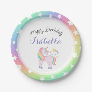 Regenboog Sterren & Magische Eenhoorn Gefeliciteer Papieren Bordje