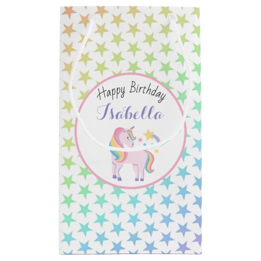 Regenboog sterren & magische eenhoorn Gelukkige Ve Klein Cadeauzakje (Achterkant)