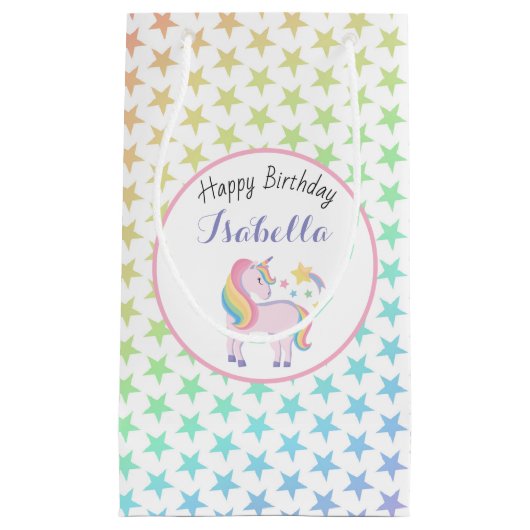 Regenboog sterren & magische eenhoorn Gelukkige Ve Klein Cadeauzakje (Voorkant)