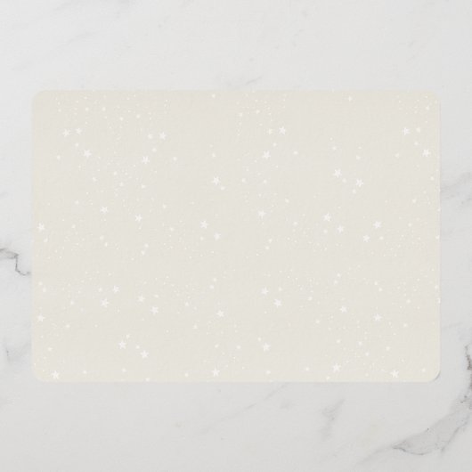 Regenboog Sterren Modern Baby shower Wit Rose Gold Folie Uitnodiging (Achterkant)