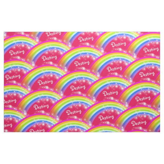 Regenboog sterren rood aangepaste naam herhalen pa stof (Fat Quarter)