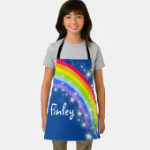 Regenboog sterren rood blauw aangepaste naam kunst schort (Insitu)