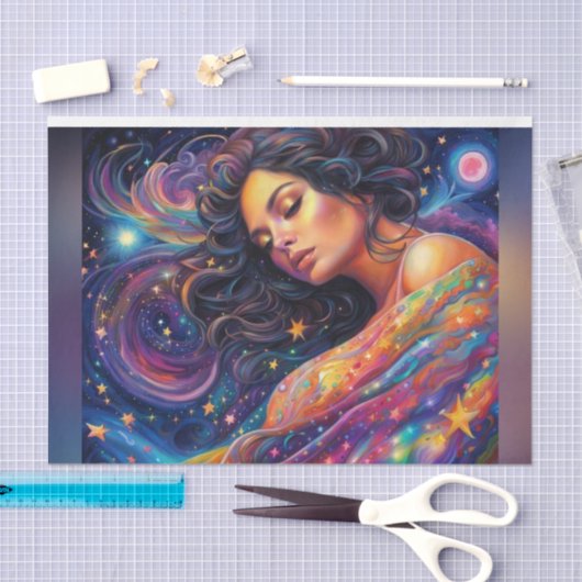 Regenboog Sterrennacht Hemel Kosmische Godin Decou Tissuepapier (Craft)