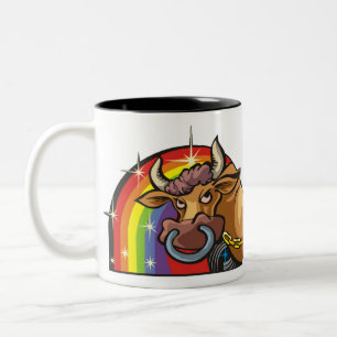 Regenboog Stier Taurus jaren 80 Tweekleurige Koffiemok