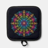 Regenboog Stip-Geschilderde Mandala Pannenlap (Voorkant)