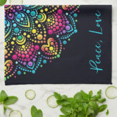 Regenboog Stip-Geschilderde Mandala Theedoek (Gevouwen)